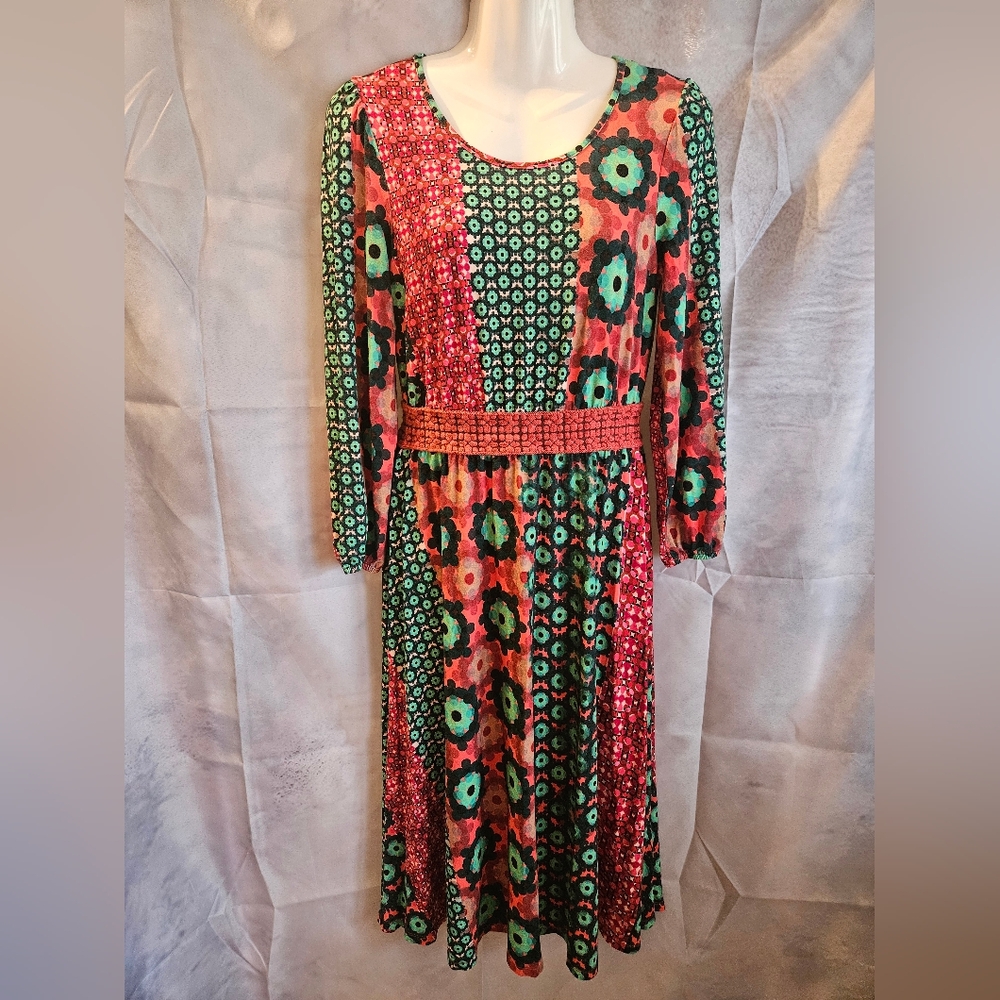 Aldo Martins Patchwork Geometric Long Sleeve Midi… - image 2